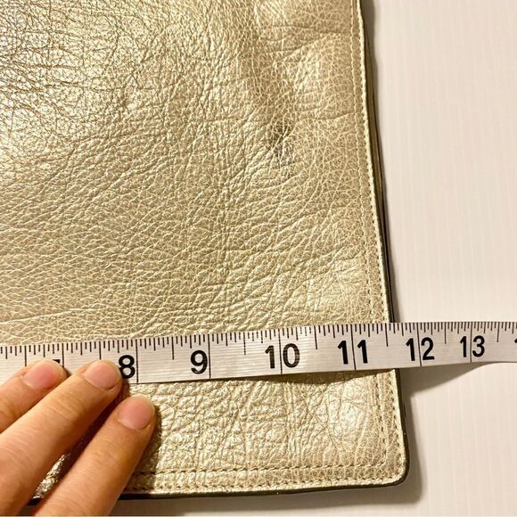 COACH Legacy Leather Gold Metallic iPad Clutch large 9x11.5